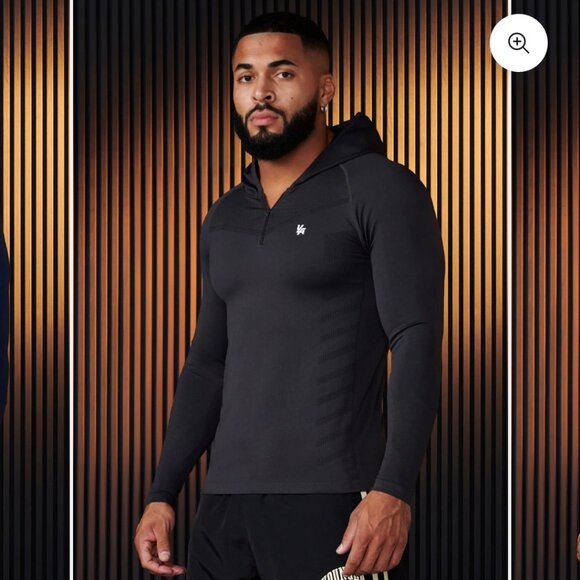 YOUNGLA 832 Super Villain Compression Hoodie Mens SZ Small Gray 1/4 Zip Training - Picture 1 of 12